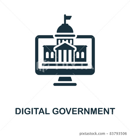 Digital Government Icon. Monochrome Sign From - 스톡일러스트 [83793506 