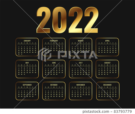 new year 2022 calendar design in golden style new year 2022 calendar design in golden style 83793779