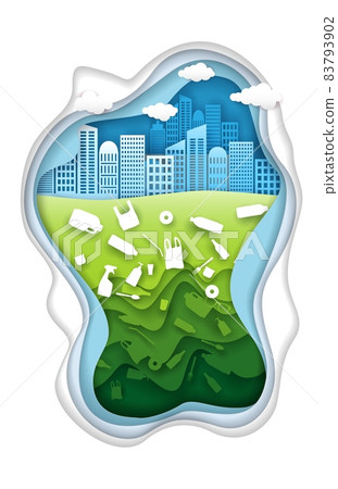Environment pollution, vector illustration in paper art style Environment pollution, vector illustration in paper art style 83793902