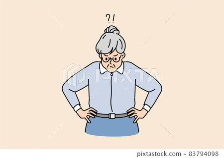 Unhappy mad old grandmother feel frustrated angry Unhappy mad old grandmother feel frustrated angry 83794098