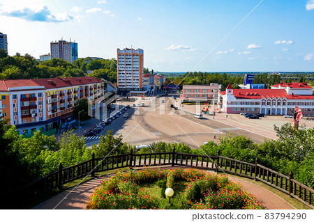 View of the city from a height. Beautiful view of the panorama of the big city from a height View of the city from a height. Beautiful view of the panorama of the big city from a height 83794290
