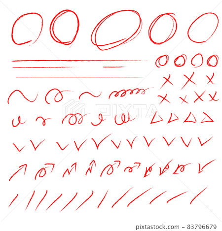 Hand drawn various red vector shapes 83796679