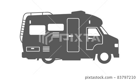 Auto trailer silhouette. Motorhome Rv travel car, vector illustration 83797210