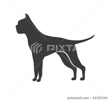 Boxer silhouette. Dog profile breed, animal vector icon 83797294