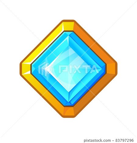 Blue stone button. Award game, bonus design, cartoon vector illustration 83797296