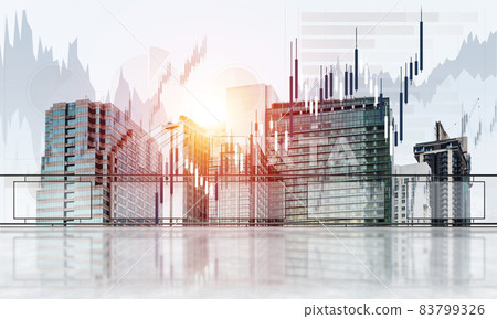 Concept of global communication and networking with world map over cityscape Concept of global communication and networking with world map over cityscape 83799326