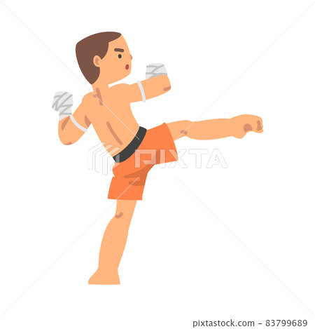 Man Character Engaged in Combat Sport or Fighting Sport Competing Vector Illustration 83799689