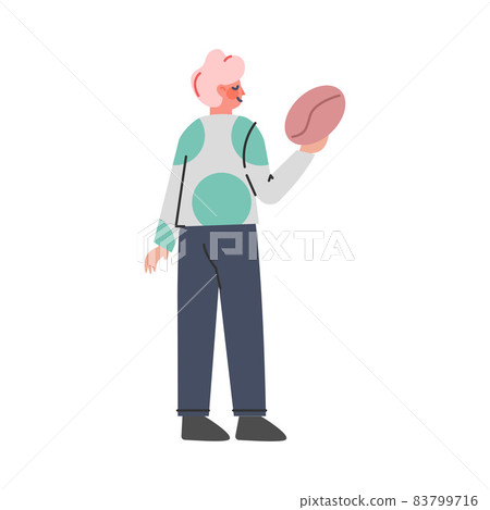 Coffee Time Break with Man Character Holding Roasted Bean Vector Illustration 83799716