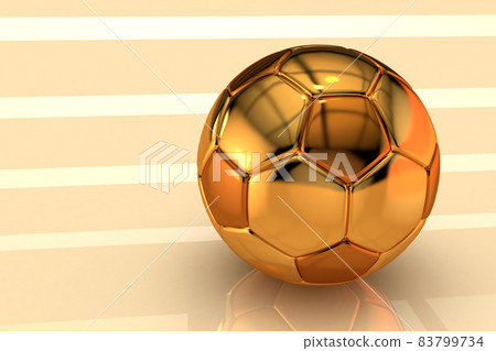 3d soccer ball made of gold on a beige yellow background 3d soccer ball made of gold on a beige yellow background 83799734