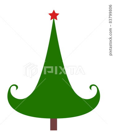 Simple pine tree with red star. Winter holiday symbol 83799806