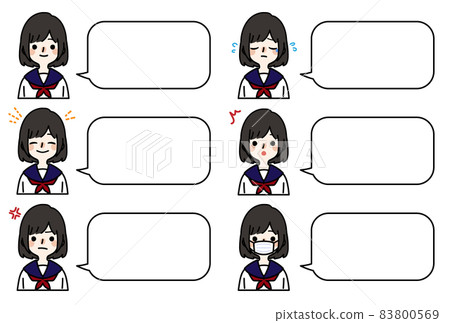 Person illustration _ high school girl facial expression set 83800569