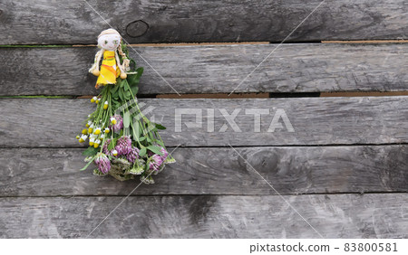 Freshly picked medical herbs hanging on wooden wall outdoors. Freshly picked medical herbs hanging on wooden wall outdoors. 83800581