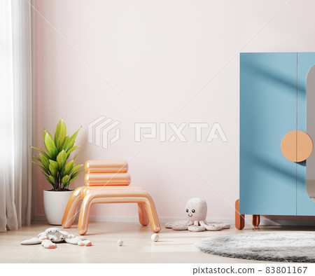 Pink children room interior mock up, stylish kids room interior, scandinavian style nursery, 3d rendering Pink children room interior mock up, stylish kids room interior, scandinavian style nursery, 3d rendering 83801167