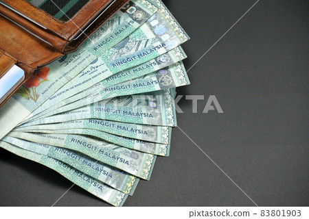Several pieces of Malaysian Ringgit and a old wallet Several pieces of Malaysian Ringgit and a old wallet 83801903