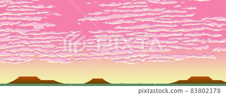 浮世繪雲和傍晚從草地回來的路 83802178