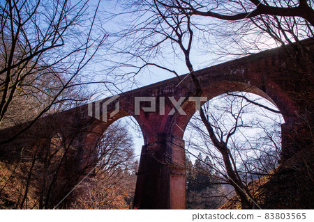 Usui Pass in winter Japan's largest brick railway bridge Usui No. 3 Bridge (Megane Bridge) 83803565