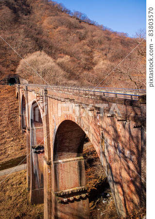 Usui Pass in winter Japan's largest brick railway bridge Usui No. 3 Bridge (Megane Bridge) Usui Pass in winter Japan's largest brick railway bridge Usui No. 3 Bridge (Megane Bridge) 83803570