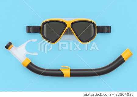 Orange diving mask and snorkel isolated on a... - Stock Illustration ...