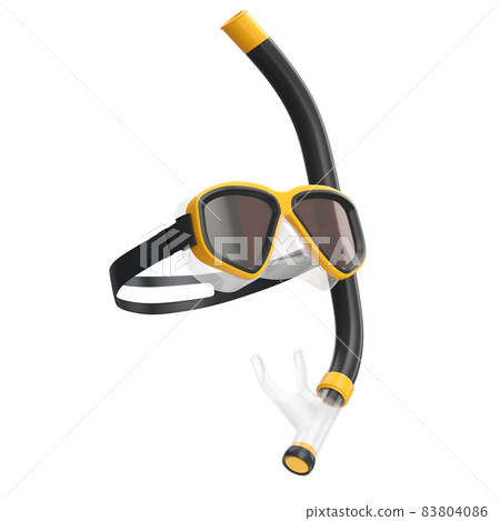 Orange diving mask and snorkel isolated on a... - Stock Illustration ...