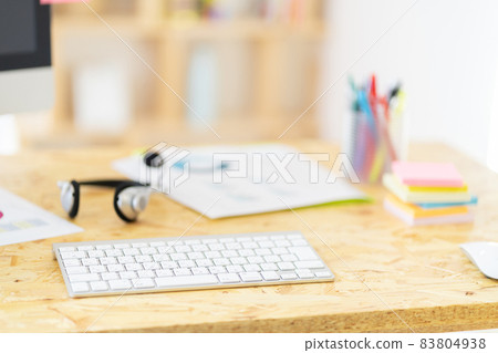 Telework computer desk working from home 83804938