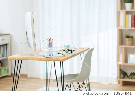 Telework computer desk working from home 83804941