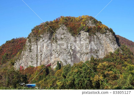 Rock wall of Yagigahana in late autumn, Shimoda, Sanjo City 83805127