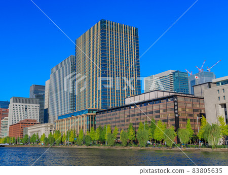 Cityscape of Chiyoda-ku, Tokyo Hibiya Moat and buildings 83805635