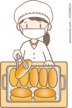 School life_school lunch duty_school lunch apron girl (bread clerk) 83806629