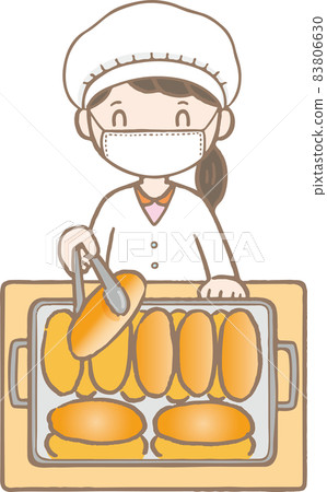 School life_school lunch duty_smiling girl (bread clerk) 83806630