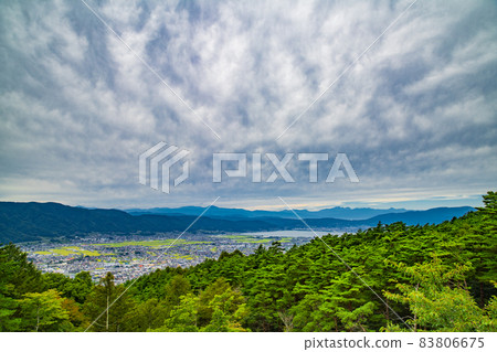 從長野縣知野市永明寺山公園的展望台看到的諏訪盆地 從長野縣知野市永明寺山公園的展望台看到的諏訪盆地 83806675