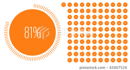 Set of circle percentage diagrams from 0 to 100 83807528