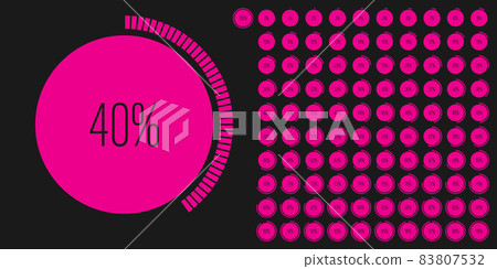 Set of circle percentage diagrams from 0 to 100 83807532