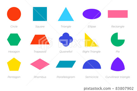 Flat colored geometric basic shape icon set vector Flat colored geometric basic shape icon set vector 83807902