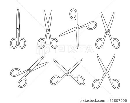 Scissor black outline icon office stationery set 83807906