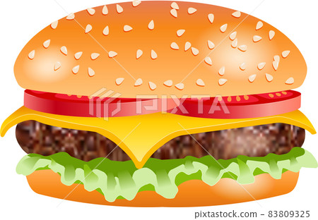 Hamburger with cheese and tomato, vector illustration Hamburger with cheese and tomato, vector illustration 83809325