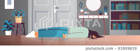 unhappy depressed woman lying on floor under rain cloud girl feeling desperate and lonely mental health diseases 83809659