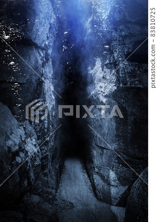 The sunlight shines into the underwater cave. The sunlight shines into the underwater cave. 83810725