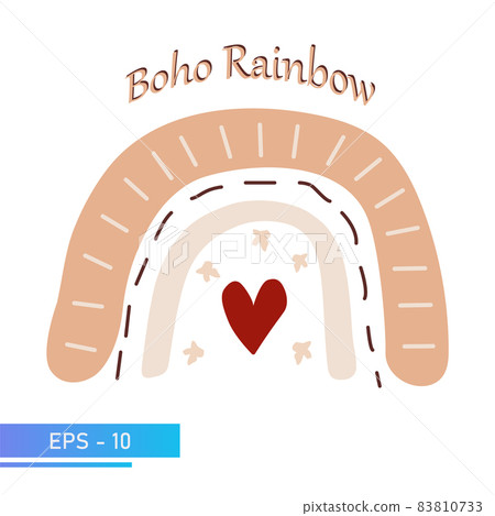 Scandinavian boho rainbow in simple colors for nursery room decor. Isolated on a white background. Vector illustration. 83810733