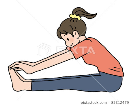 A woman who stretches and bends forward 83812479