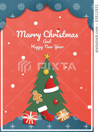 聖誕卡 (Merry Christmas & Happy New Year) 垂直紅色 聖誕卡 (Merry Christmas & Happy New Year) 垂直紅色 83812931