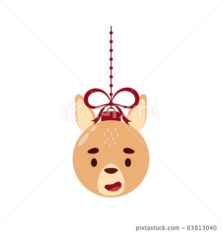 Merry Christmas and new year ball with cute kangaroo. Cartoon winter holidays animal bauble. Vector stock illustration Merry Christmas and new year ball with cute kangaroo. Cartoon winter holidays animal bauble. Vector stock illustration 83813040