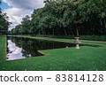 Pool in the green royal yard 83814128