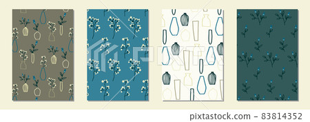 Flower and vase pattern set 83814352
