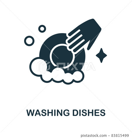 Washing Dishes icon. Monochrome sign from cleaning collection. Creative Washing Dishes icon illustration for web design, infographics and more 83815499
