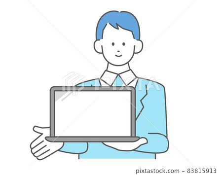 男性插圖顯示和引導電腦屏幕商務人士矢量素材 83815913
