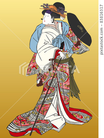 歌川豐國「瀨川道之介櫻下道」 83816317