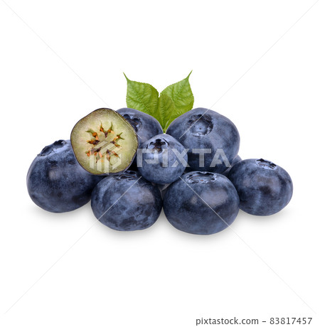 Fresh blueberry with leaves isolated on white background 83817457