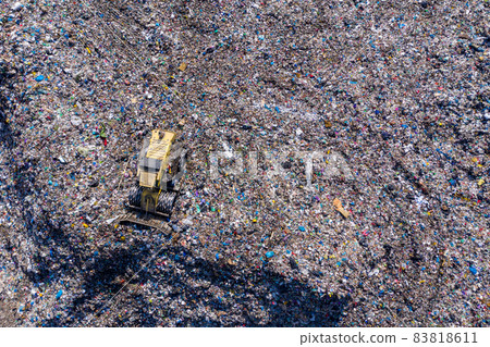 Aerial view of large landfill. Waste garbage dump, environmental pollution 83818611