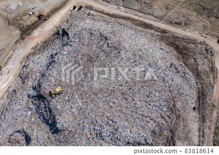 Aerial view of large landfill. Waste garbage dump, environmental pollution 83818614