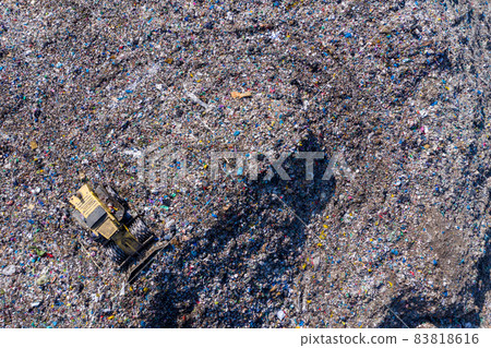 Aerial view of large landfill. Waste garbage dump, environmental pollution 83818616